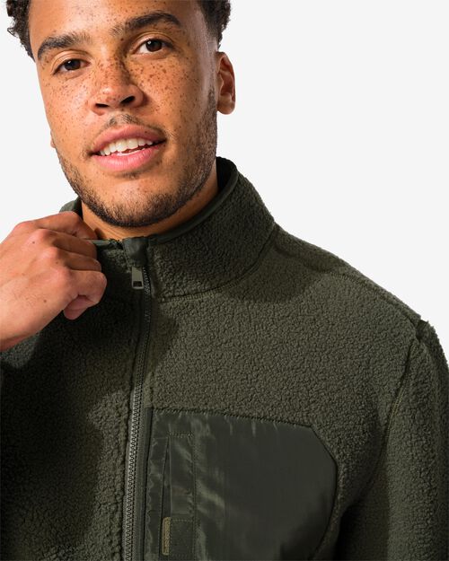 veste teddy pour hommes vert