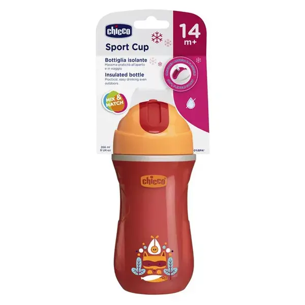Copo esportivo Chicco com canudo e parede térmica +14m Verde 266ml