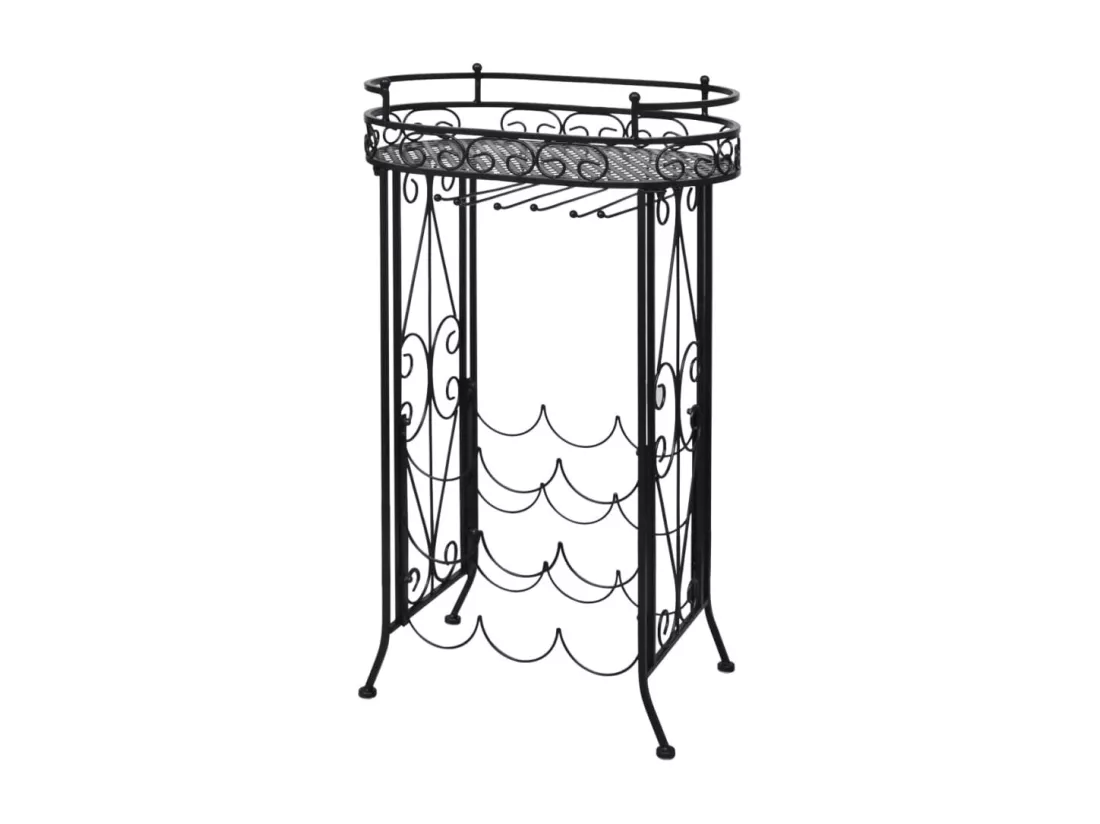 Casier à bouteilles avec porte-verre pour 9 bouteilles Métal
