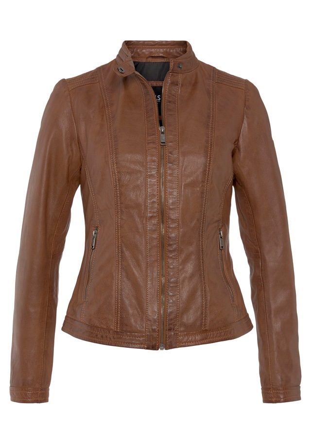 H.I.S Lederjacke aus Lammleder,  figurbetonter Schnitt,  mit Stehkragen