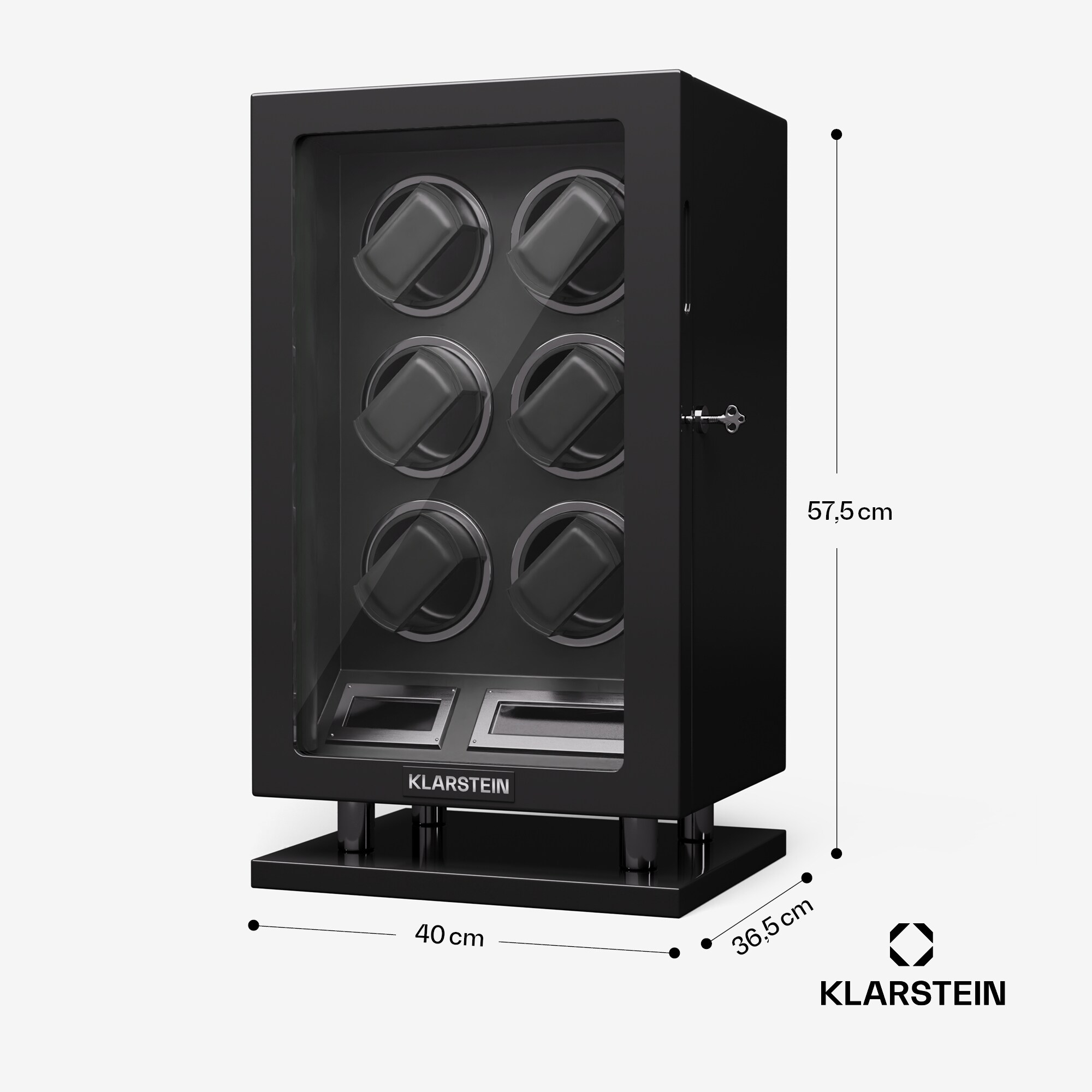 Verdon 6 Uhrenbeweger 6 Uhren 3 Modi 5 Geschwindigkeiten LED Fernbedienung Schwarz