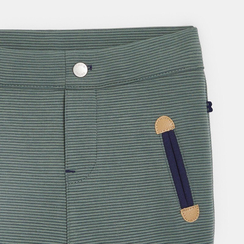 Pantalon enfilable maille fantaisie côtelée vert bébé garçon Vert