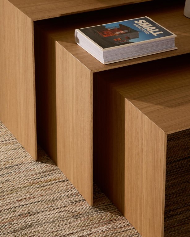 Kave Home Litto bijzettafel set van 3 walnoot