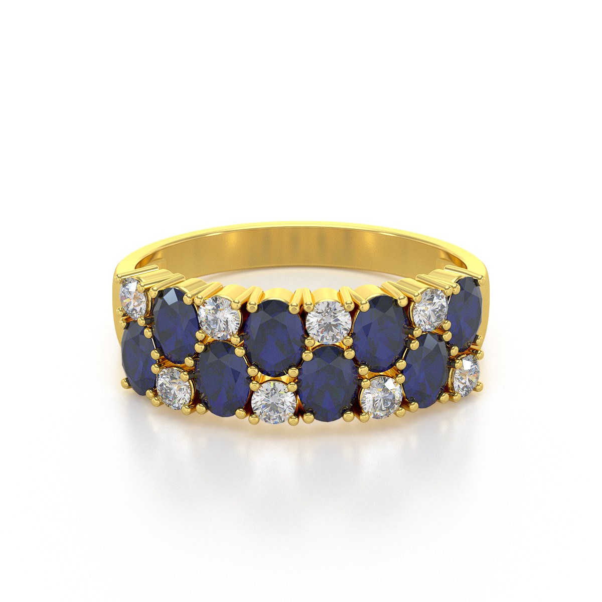Bague ADEN Or 585 Jaune Saphir et diamants 2.524grs