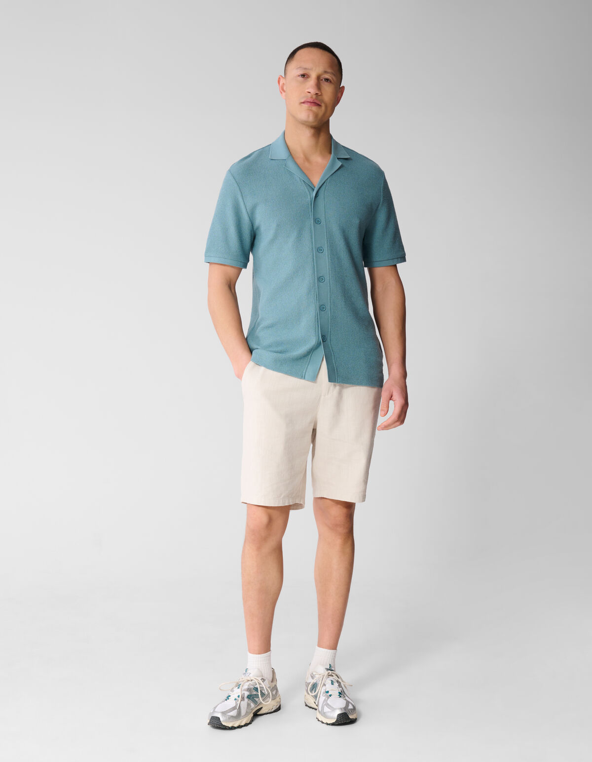 Gebreid Overhemd Blauw