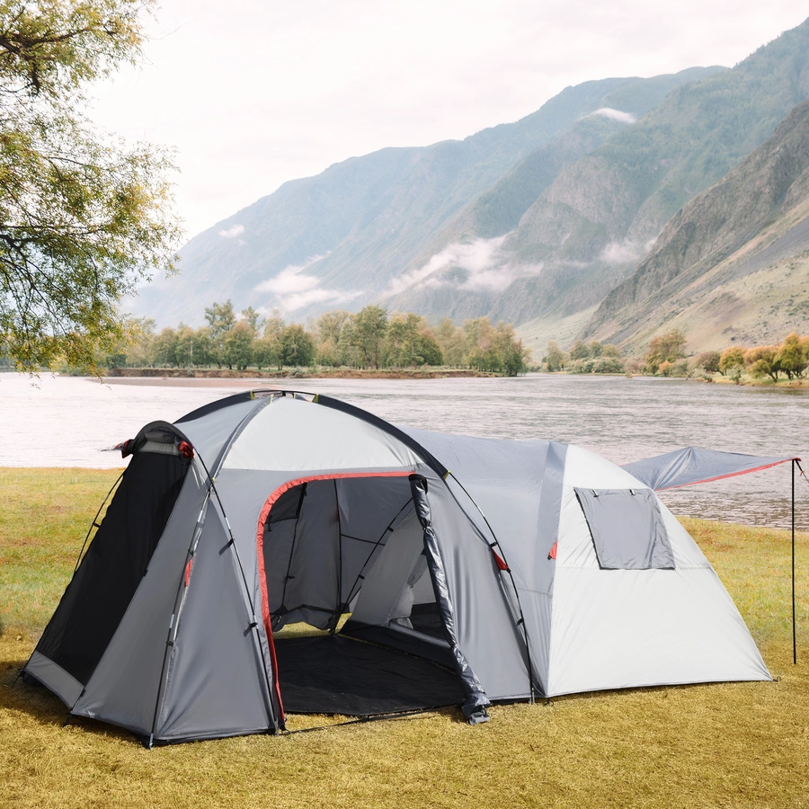 Outsunny Campingzelt mit atmungsaktivem Netz und mobiler Matte grau