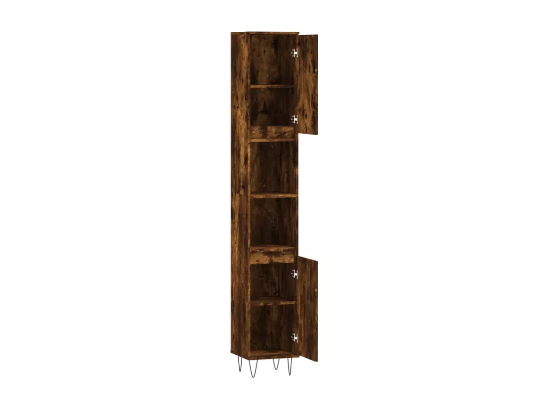 Armoire de bain chêne fumé 30x30x190 cm bois d'ingénierie