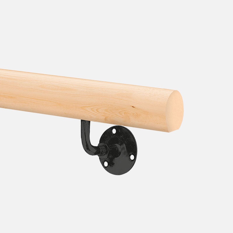 Ronde houten wandleuningset + montagebeugels