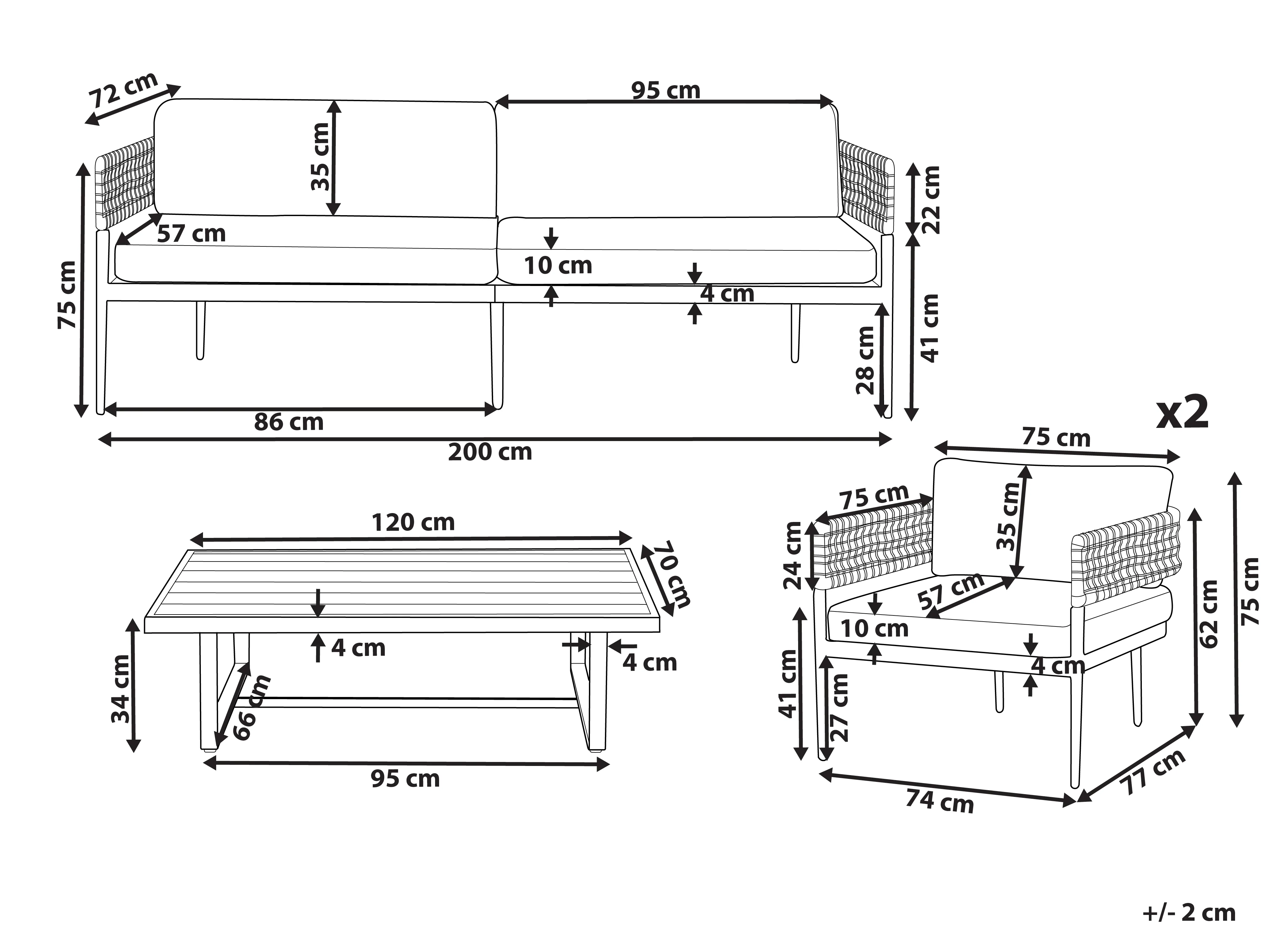 Loungeset met tafel 5-zits SERLA Metaal Wit
