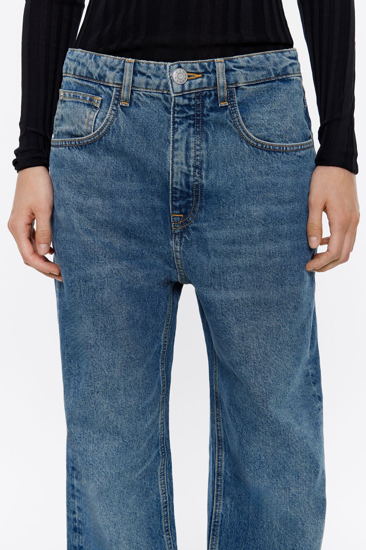 CALÇA JEANS DE PERNA LARGA - Azul