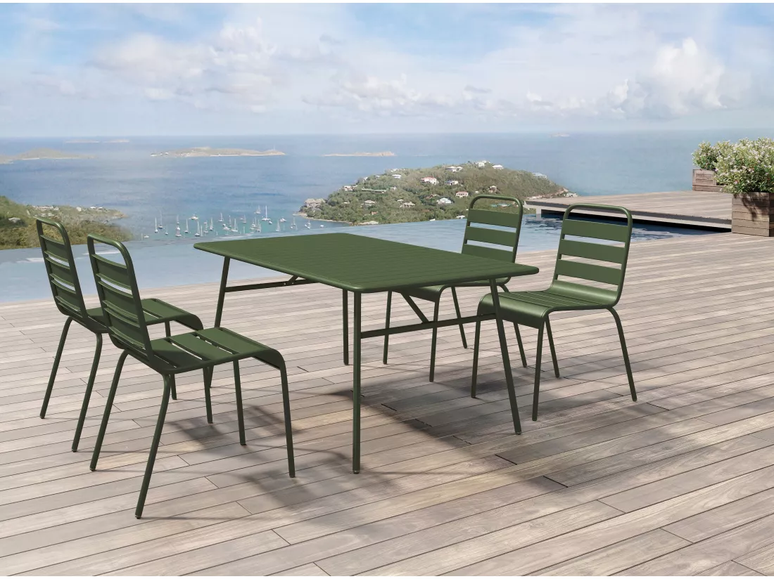 Lot de 2 chaises de jardin empilables en métal - Kaki - MIRMANDE de MYLIA