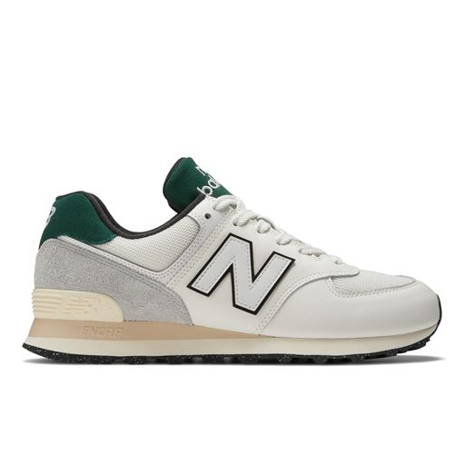 New Balance 574 Sneakers, White/Green, 38.5
