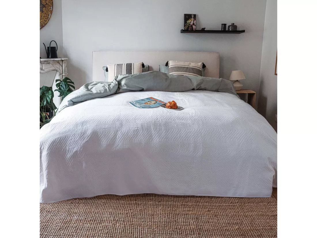 Couvre-lit Compas - 220x250cm - Blanc - Coton - Morphea