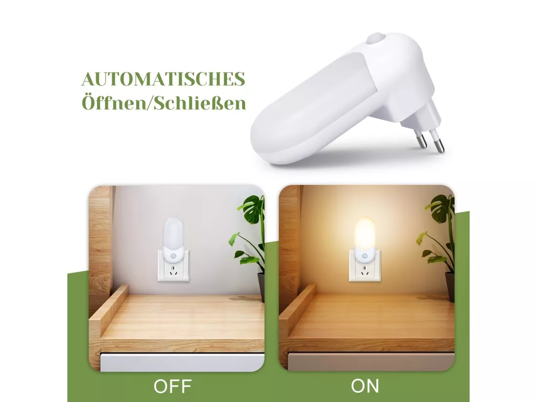 NETTLIFE veilleuse enfant pack de 4 LED avec capteur crépusculaire 1W lumière d'orientation chambre d'enfant lampe de nuit