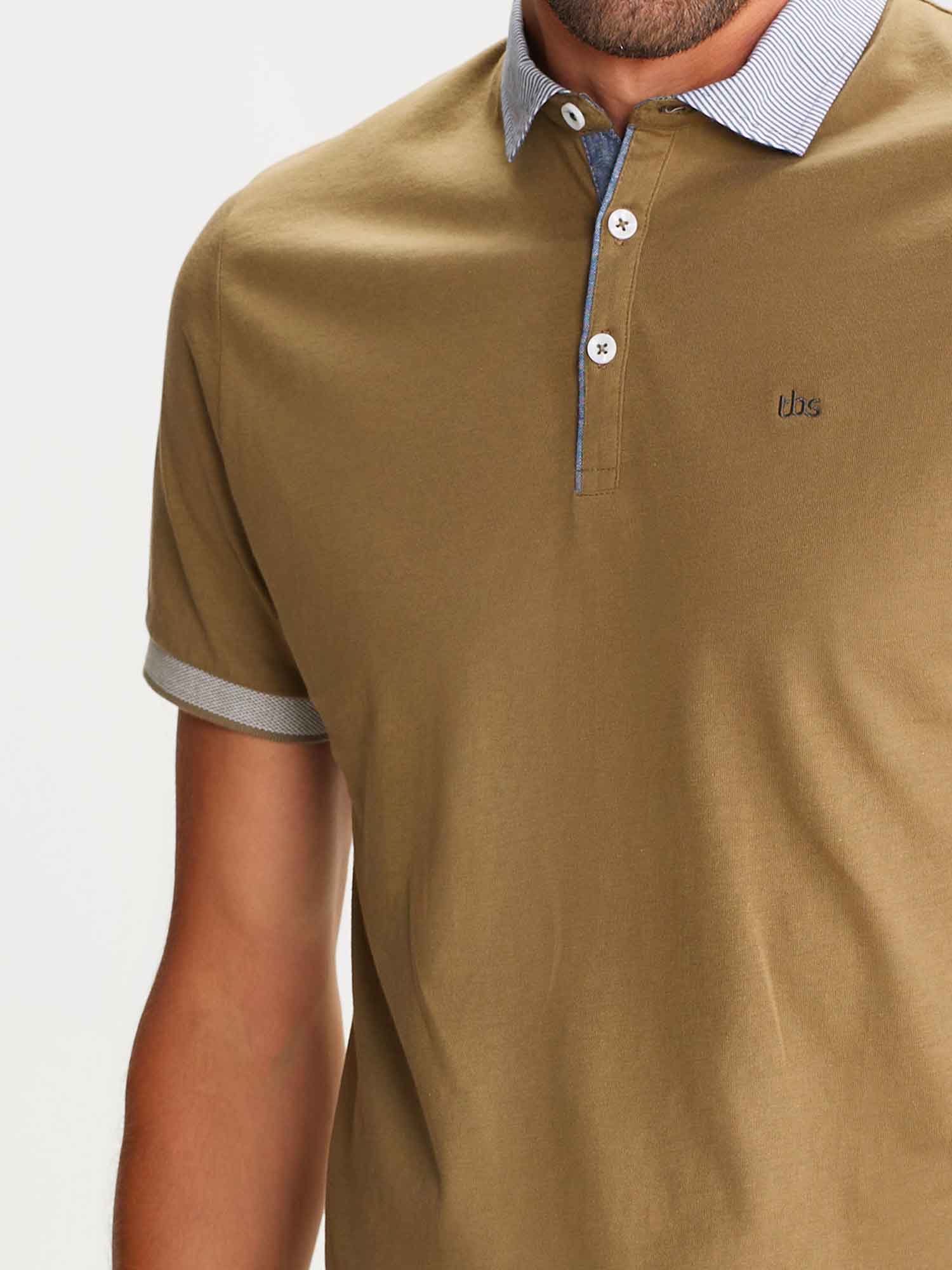 Polo Homme En Jersey de Coton Kaki