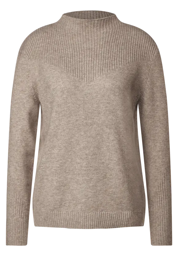 Pullover mit Rippstrick - whisper mocca melange