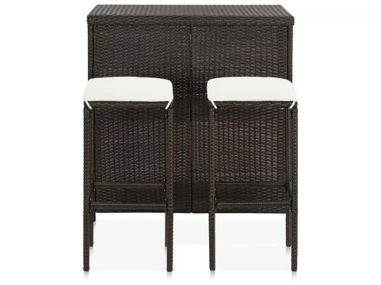 Ensemble de bar 3 pcs Résine tressée Marron
