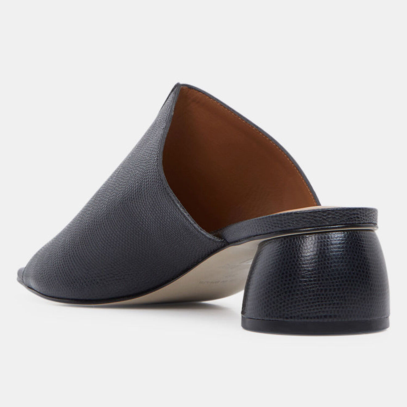 Galeries Lafayette Mules en Cuir à talon rond noires