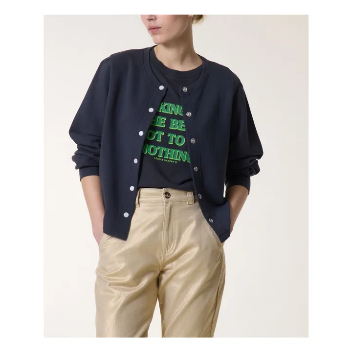 Leon & Harper Cardigan Molleton Sensas Coton Bio | Charbon