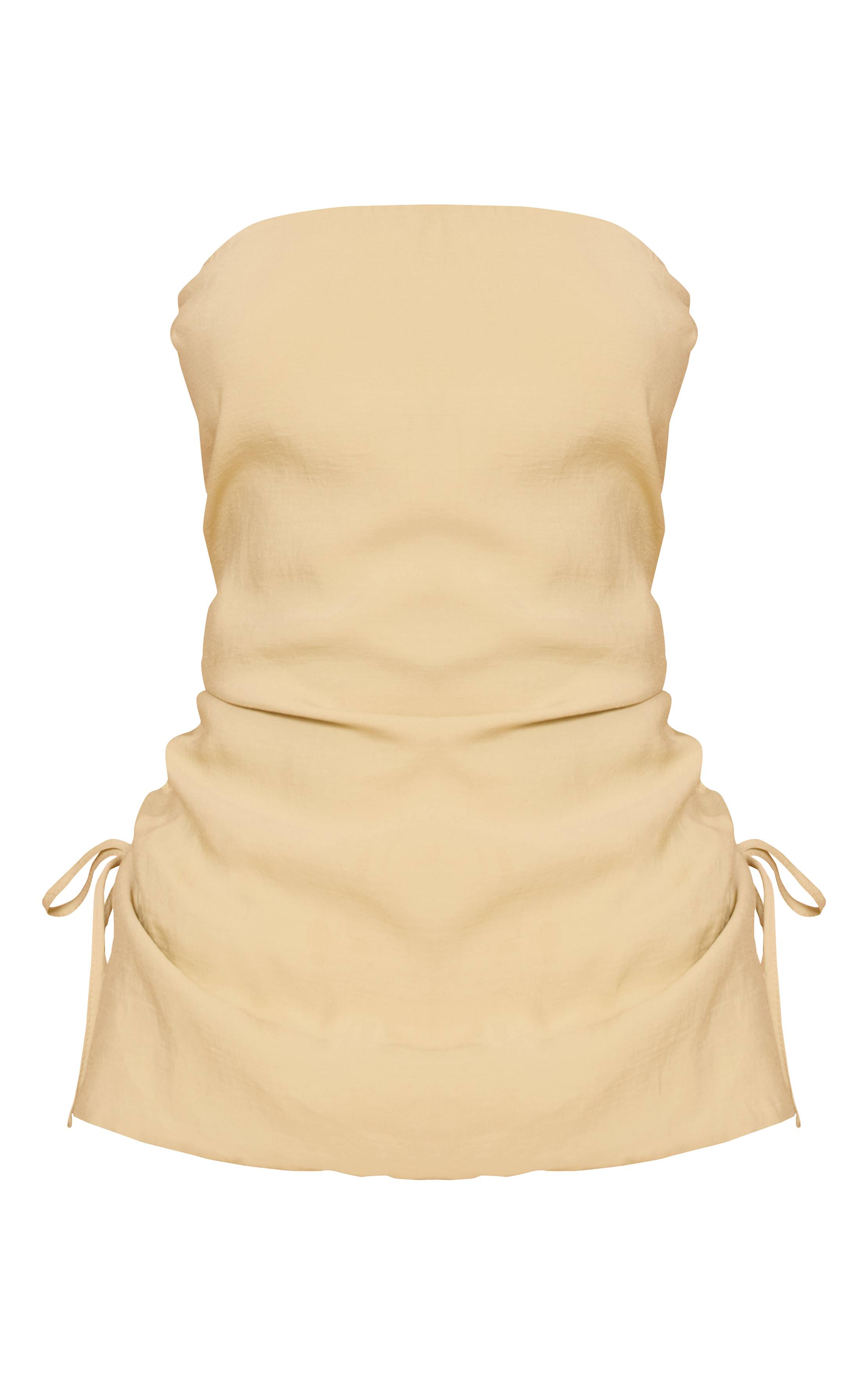 Sage Khaki Haut Bandeau Froncé En Tissu Tissé