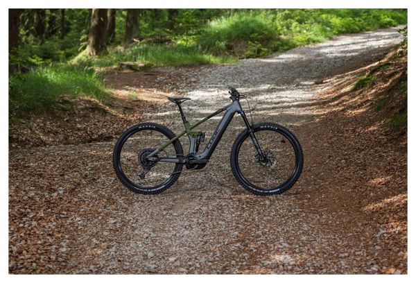 VTT Électrique Tout-Suspendu Cube Stereo Hybrid 140 HPC TM 750 Sram GX Eagle 12V 750 Wh 29'' Gris Flash Vert Olive 2024