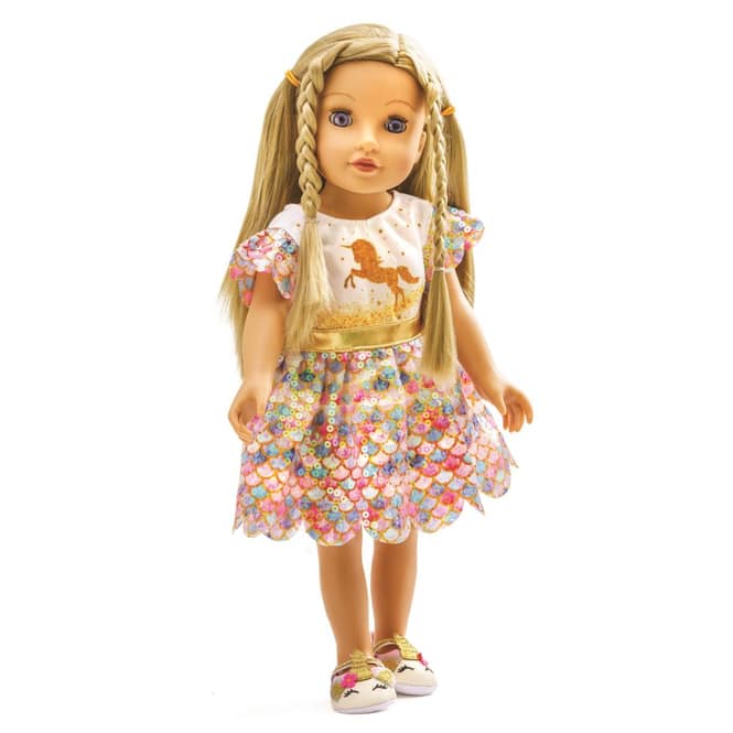 Puppen Glitzerkleid - Einhorn Goldy - Größe 35 - 45 cm