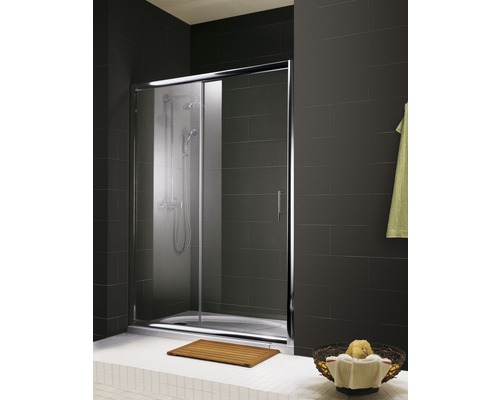 Schulte Kristall/Trend schuifdeur, 120 cm breed, helder glas, chroom profiel.