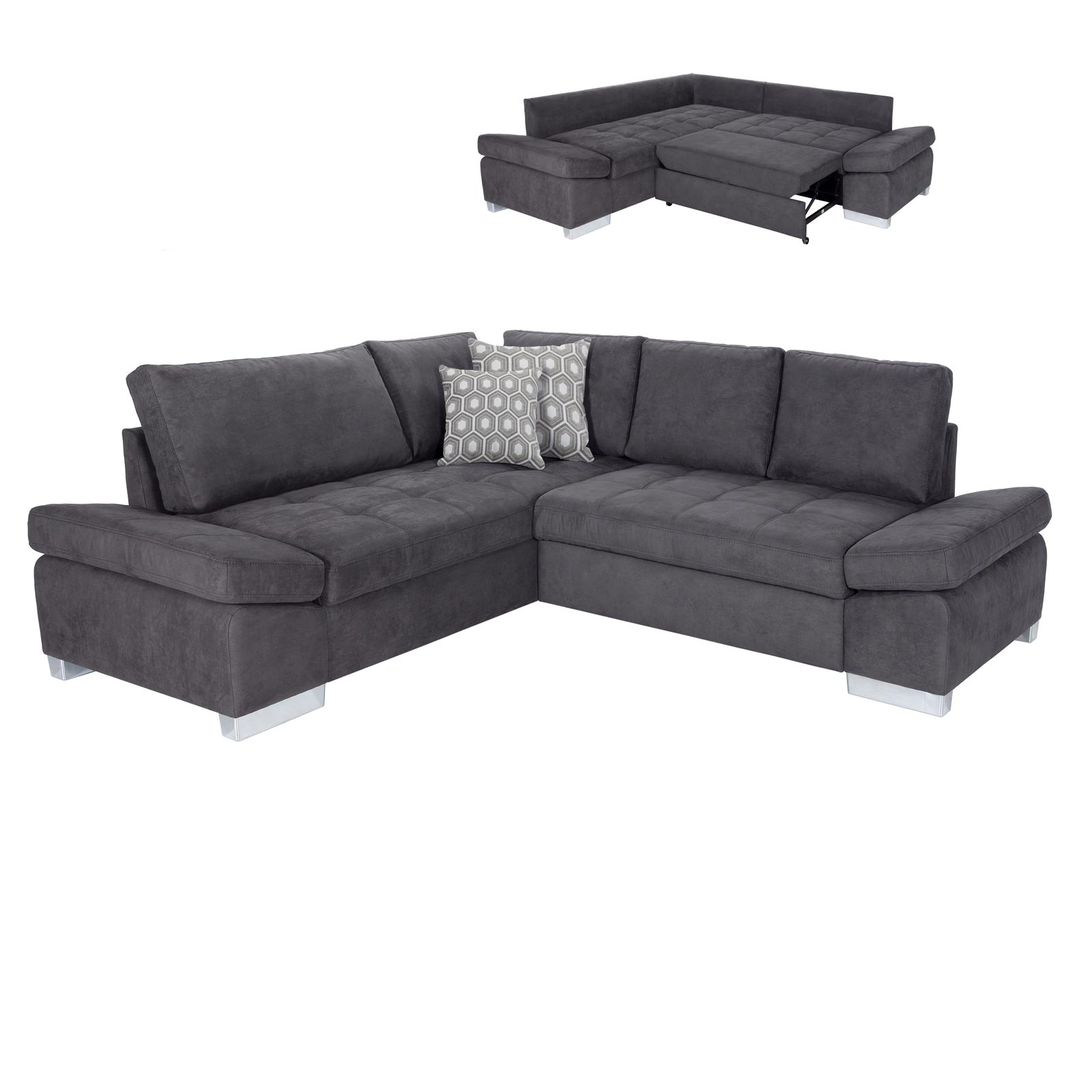 Ecksofa - basalt - Liegefunktion rechts