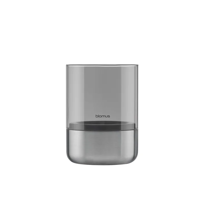 Blomus - Calma Windlicht, Ø 10 cm, smoke / Edelstahl matt