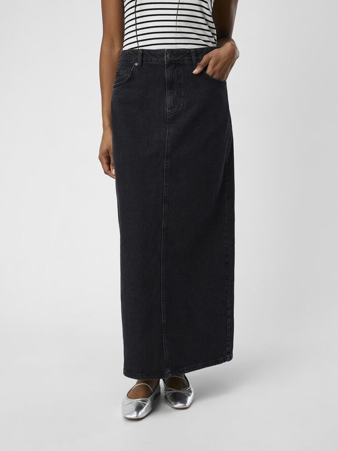 Object OBJELLEN MW LONG DENIM SKIRT NOOS Black denim