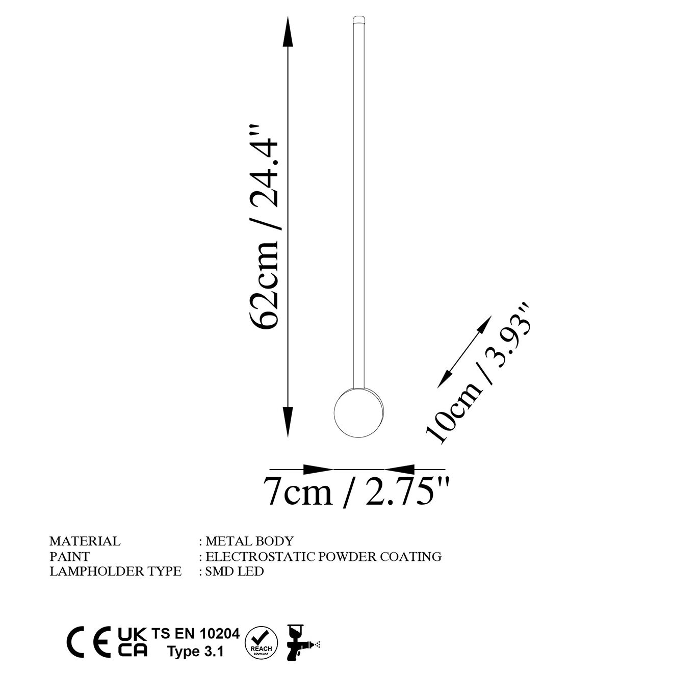 Sheen Applique murale Sword dorée - 62x10x7 cm