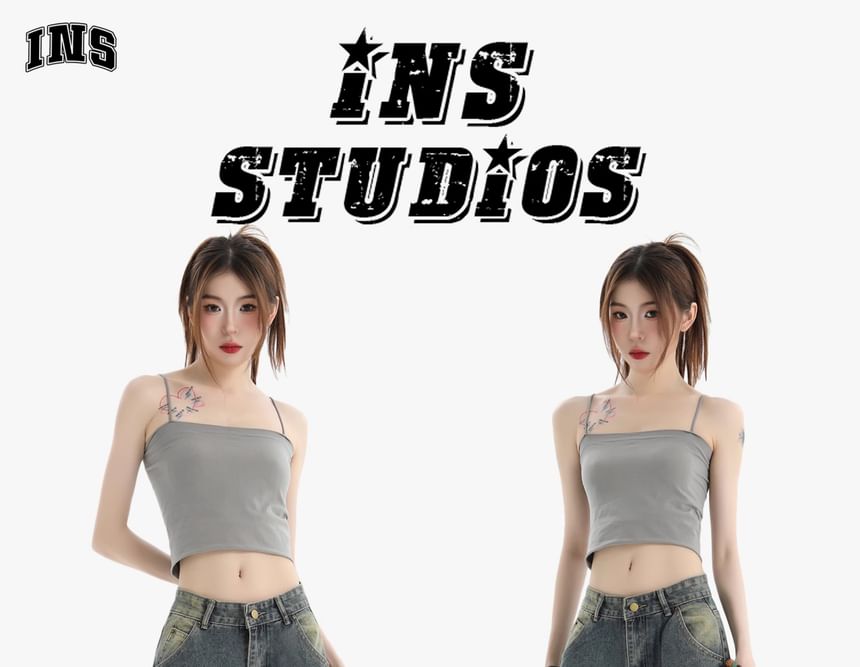 INStudio - High Waist Washed Wide Leg Cargo Jeans