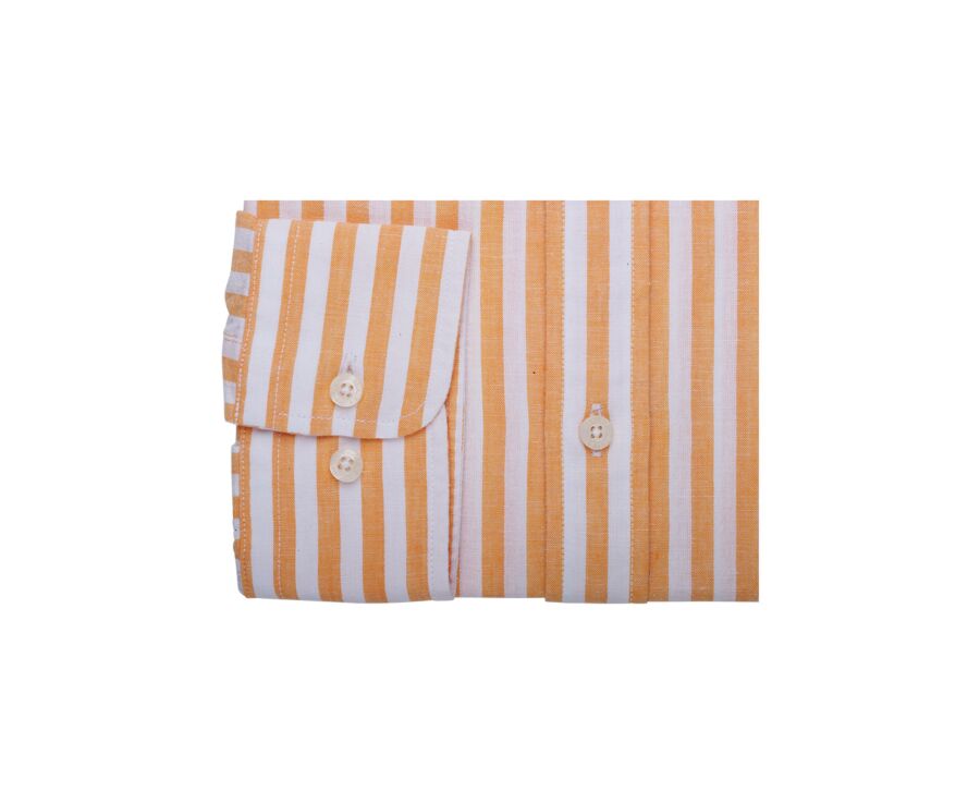 Chemise coton lin rayée Orangé jaune et Blanc - SIMONIN