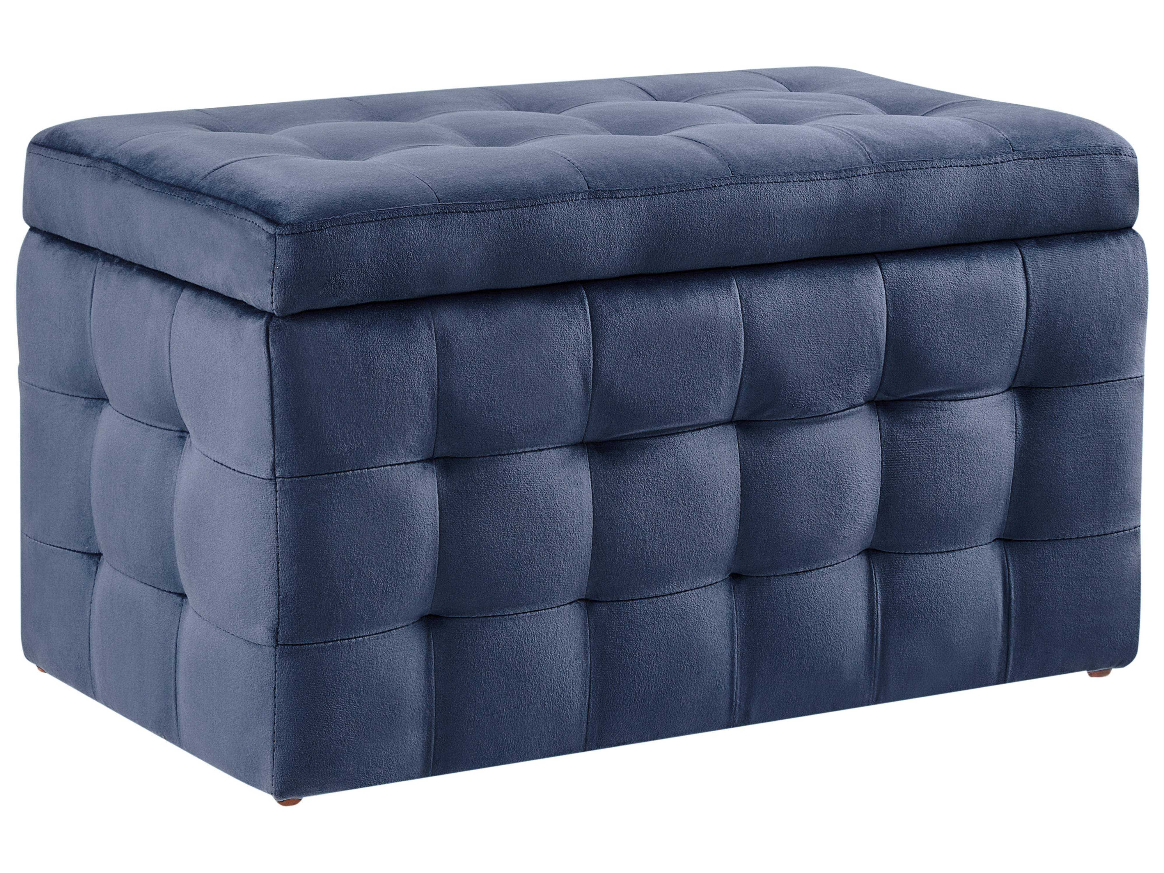 Opbergpoef MICHIGAN Fluweel Donkerblauw