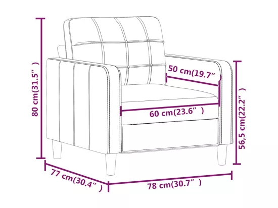 Fauteuil Crème 60 cm Similicuir