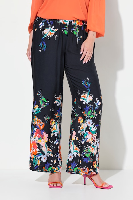 Hose, Wide Legs, floraler Druck
