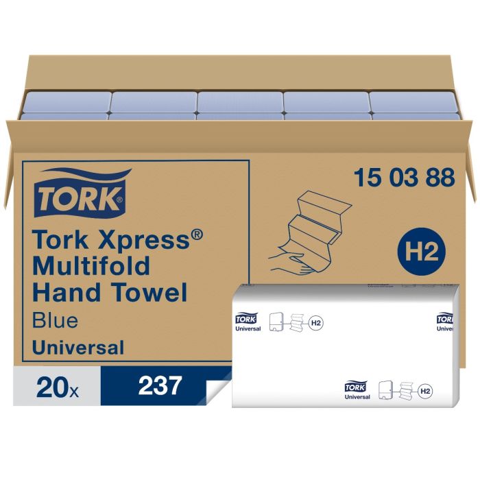 Tork 150388 Xpress Multifold Handdoek blauw 2 laags, 21x24 cm a 4740 st (150388)
