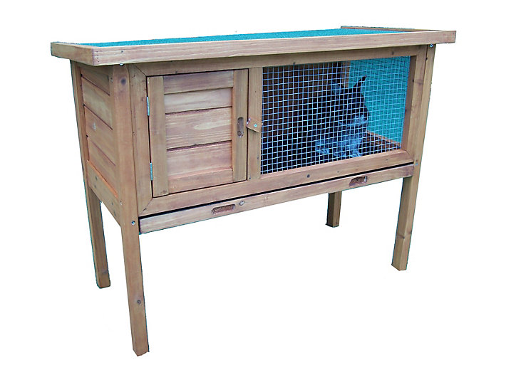 Clapier sur pied en bois 0,41m²- toit mono-pente pour 2 à 3 animaux – Habrita
