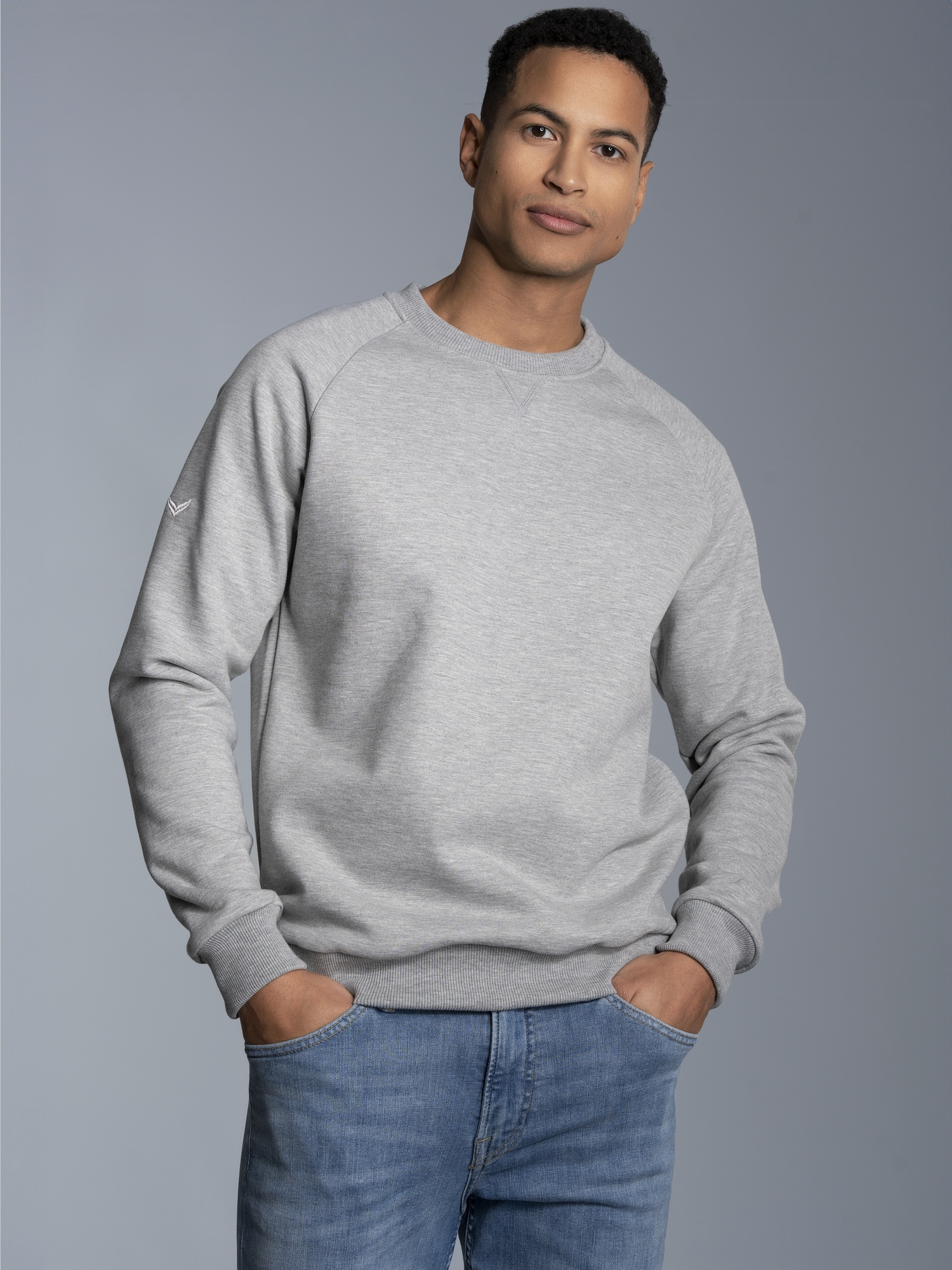 Sweatshirt mit angerauter Innenseite Grau-melange