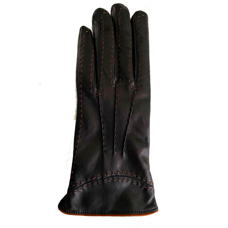 Caridei Dames Handschoen Glace Cashmere Zwart-Bruin
