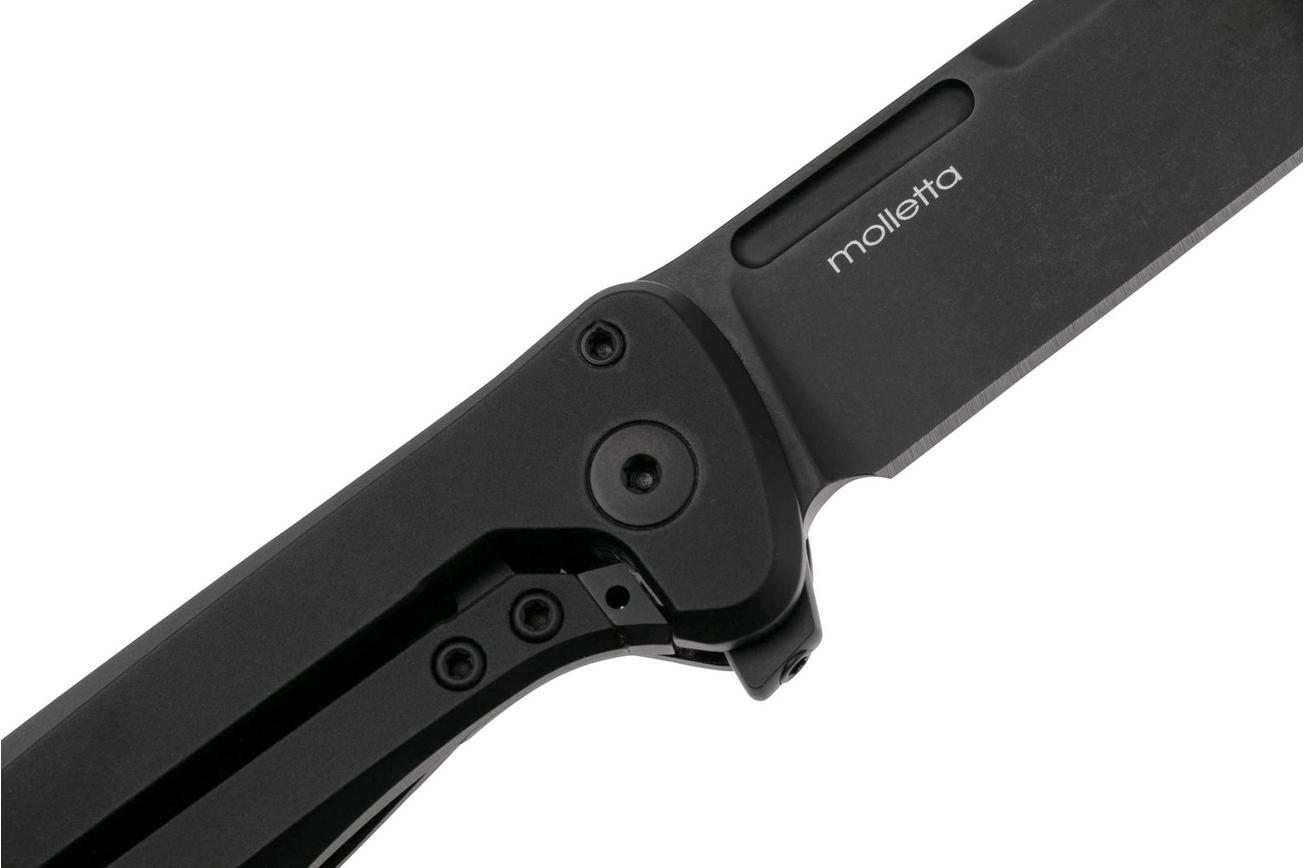 LionSteel Skinny Solid SK01A BB Black Aluminium Black Canvas Micarta inlay, Blackwashed zakmes, Molletta design