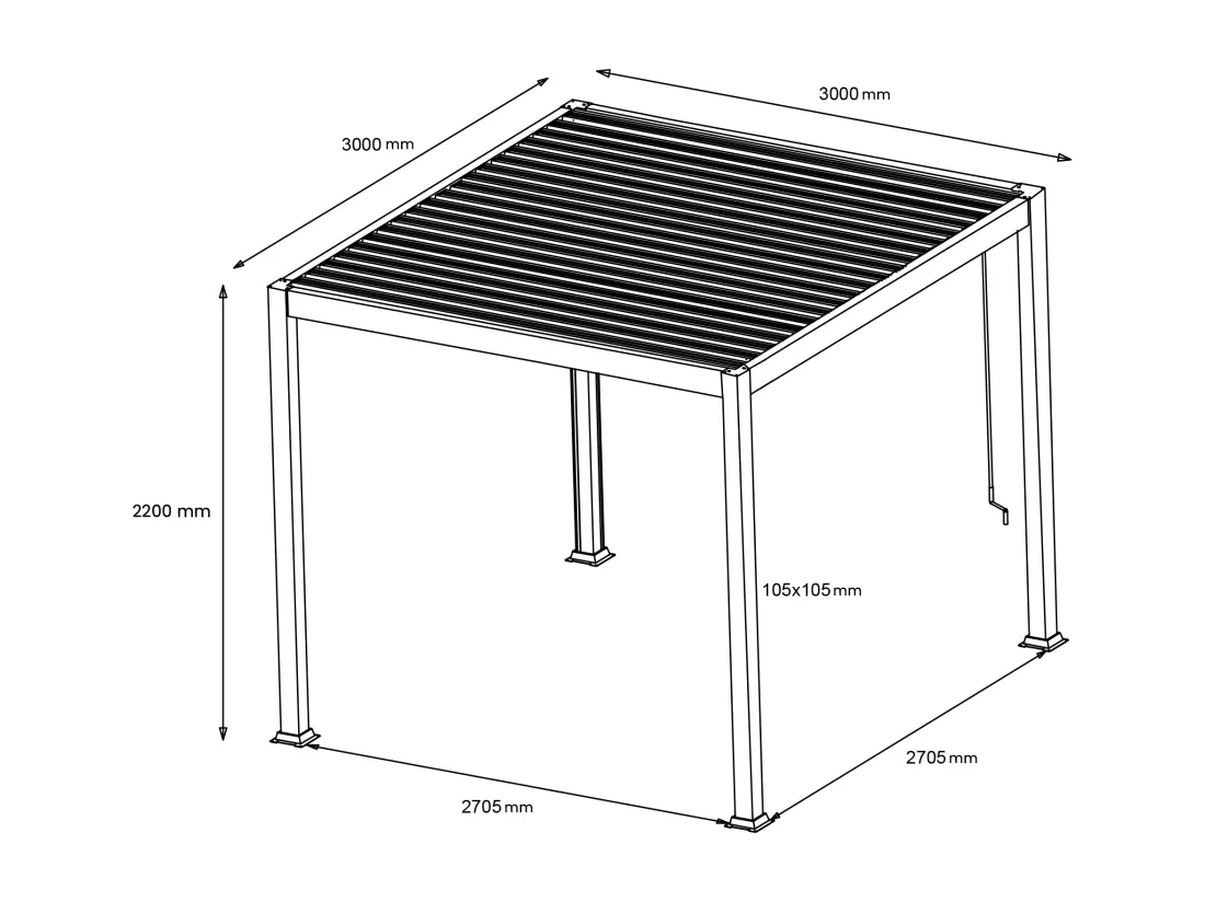 Pergola bioclimatique autoportante en aluminium avec lames orientables - 9 m² - anthracite - AMALFI