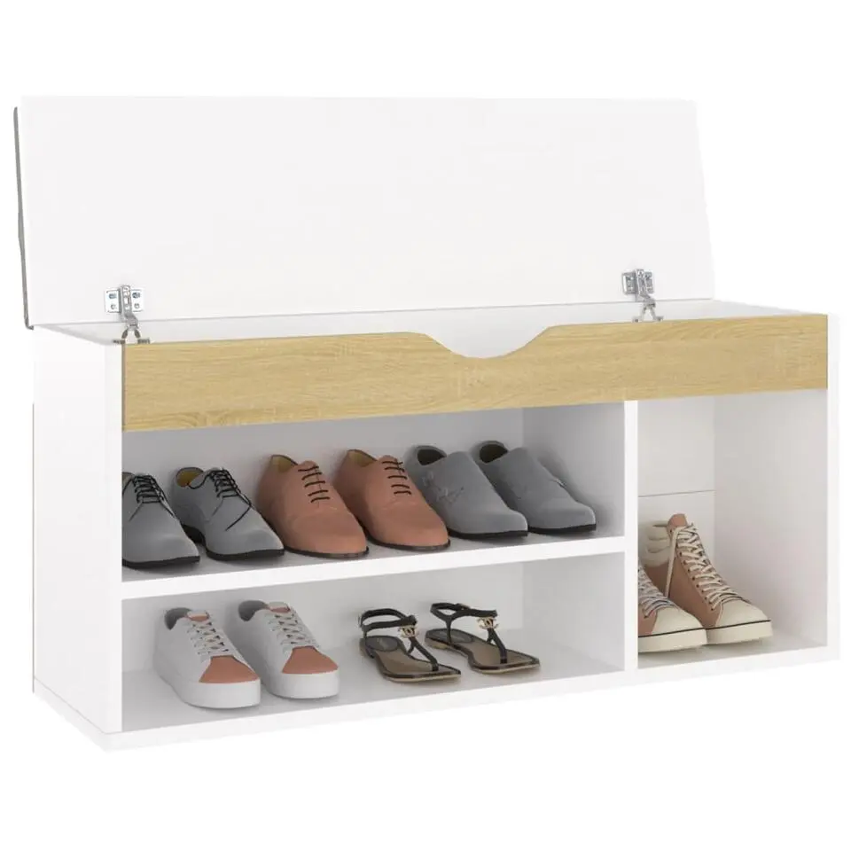 vidaXL - Schoenenbank - Beige - Bewerkt hout