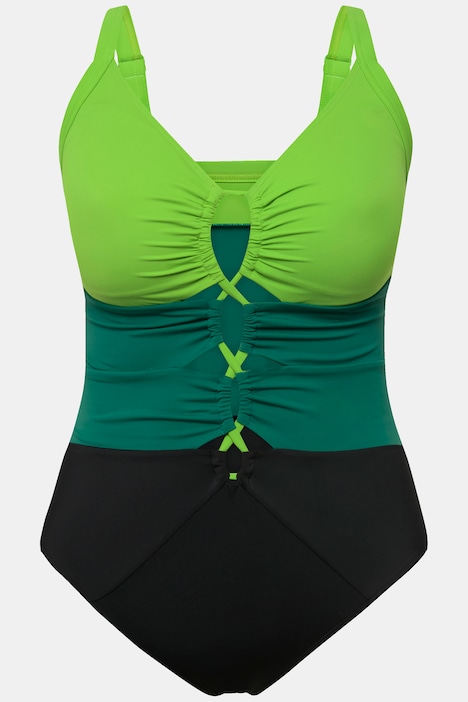Badeanzug, Colorblocking, Softcups, Aussparungen, recycelt