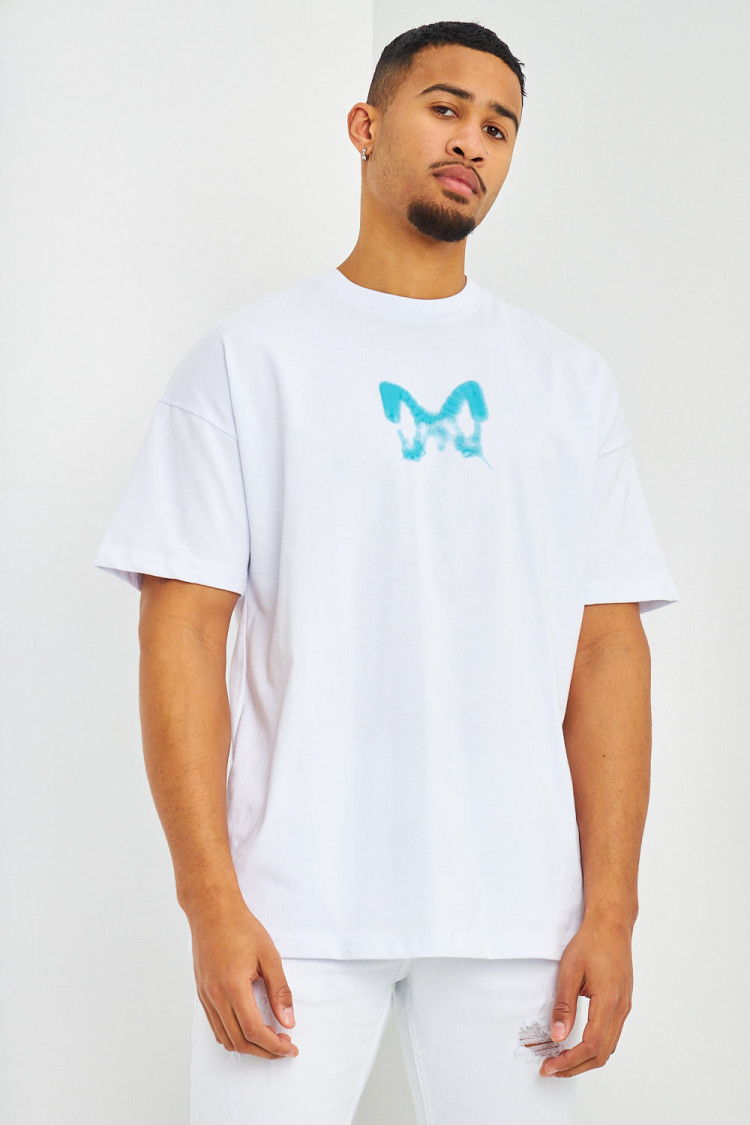 T-shirt blanc oversize papillons bleus