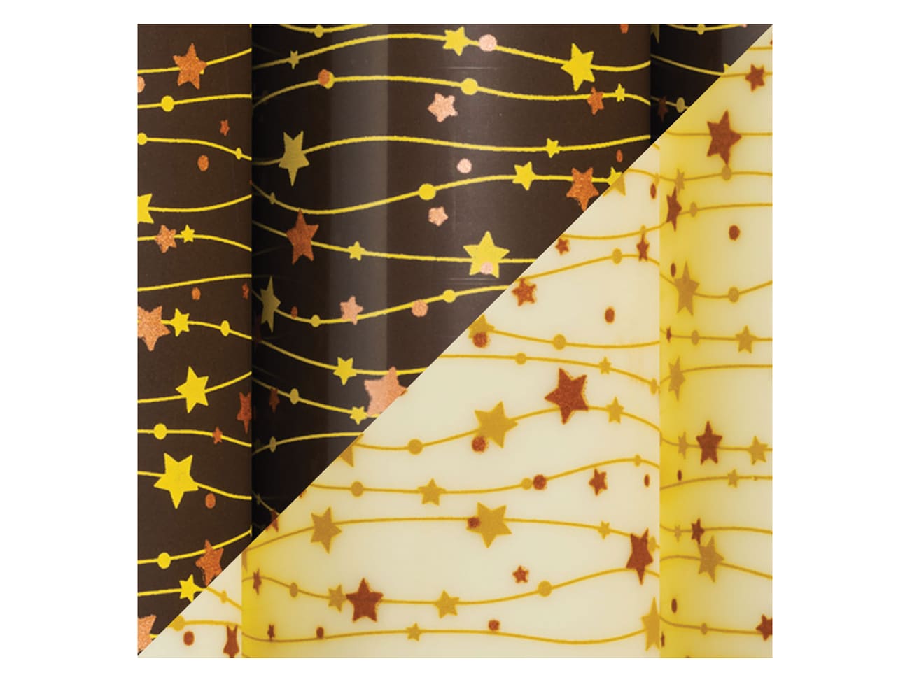 Feuille transfert chocolat - Étoiles sur traits - Lot de 10 feuilles - Décors et Créations