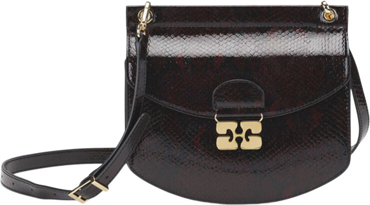 Ganni Apo-G Bag Small Bicolor Snake Dark burgundy