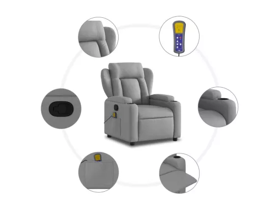 Fauteuil massant inclinable Gris clair Tissu