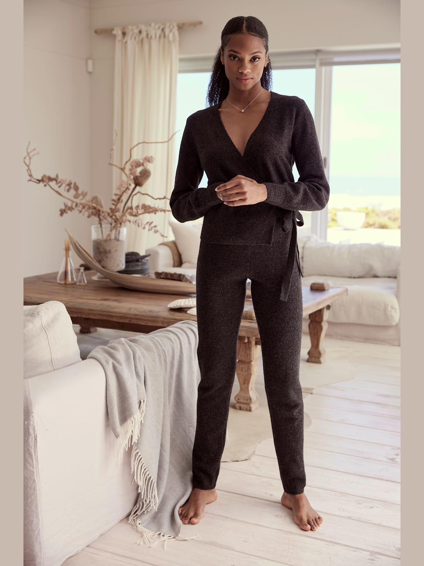 Veste cache-cœur en tricot veste en tricot douce à nouer