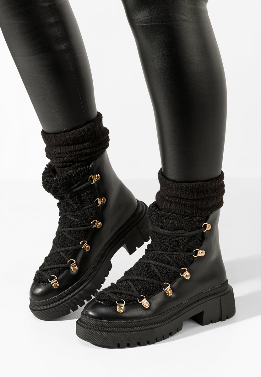 Bottines doublées femme noires Sherpa